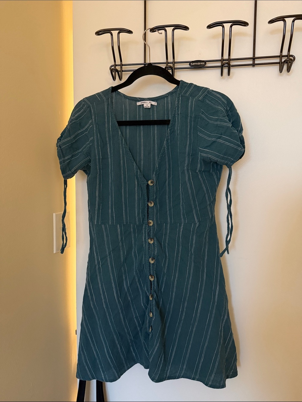 Blue Striped Button-Front Women's Dress